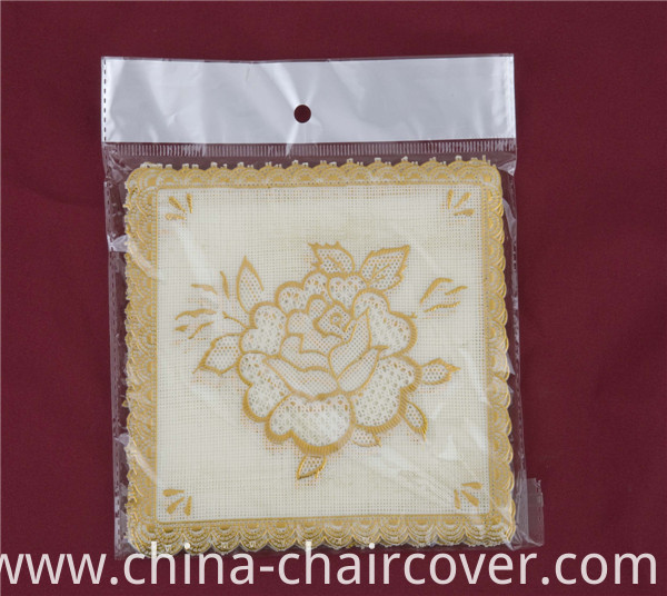 12.5*12.5cm Square Shape Blue Gold PVC Lace Tablemat Cheap Factory Wholesale